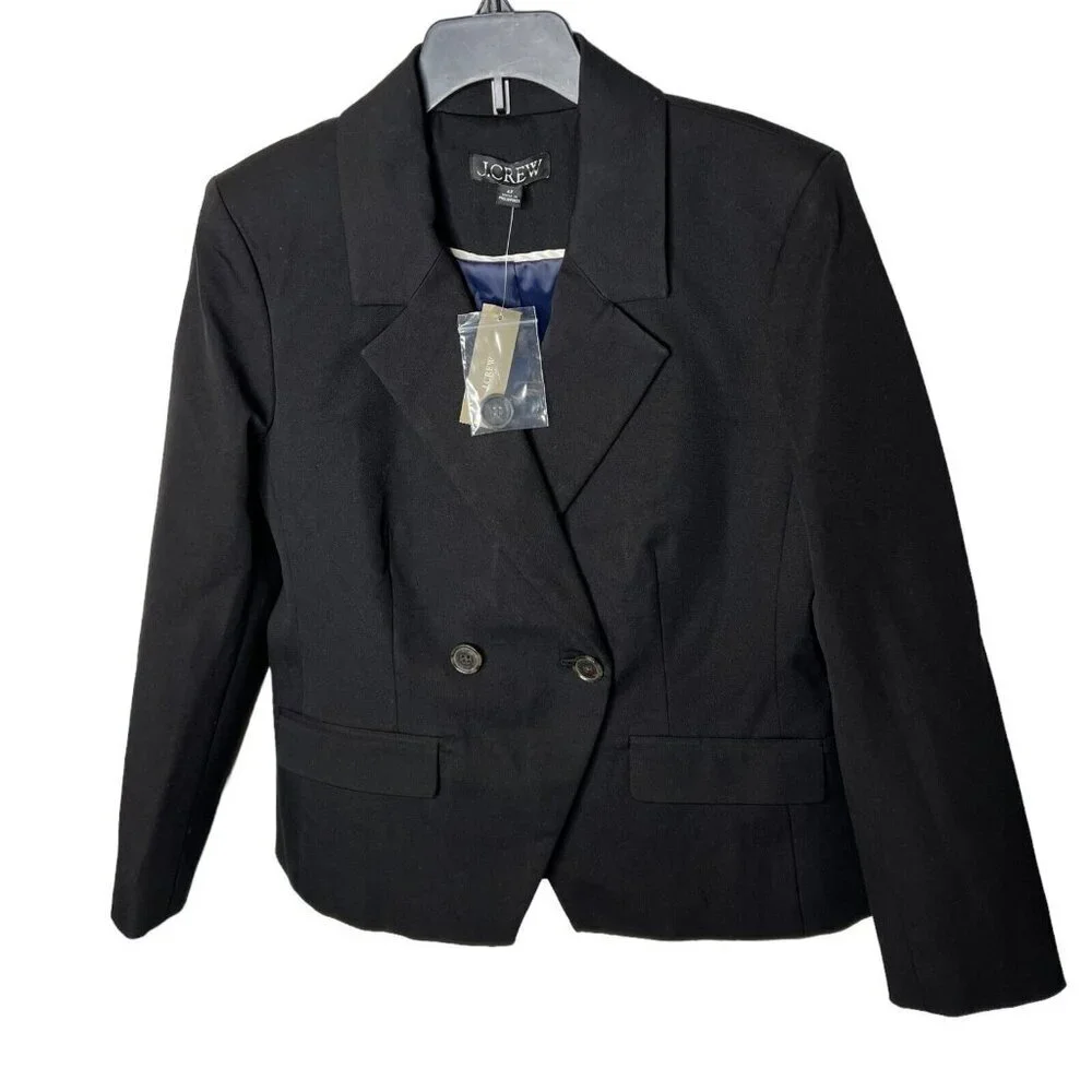 J.Crew $248 Petite Devon Blazer Bi-Stretch Cotton Blend Black Size P00 BP413 - Picture 2 of 9